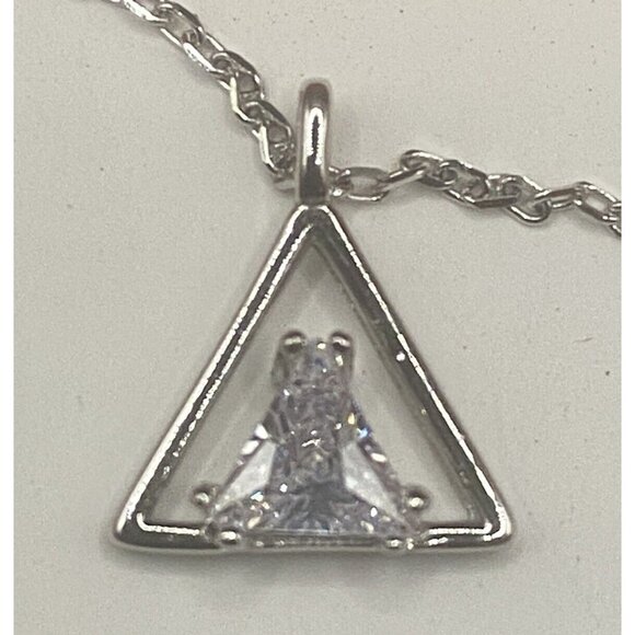 Sterling Jewelry - Sterling Silver Trillion CZ Necklace Gift Box NWT To My Badass Tribe  17" + 1.5"